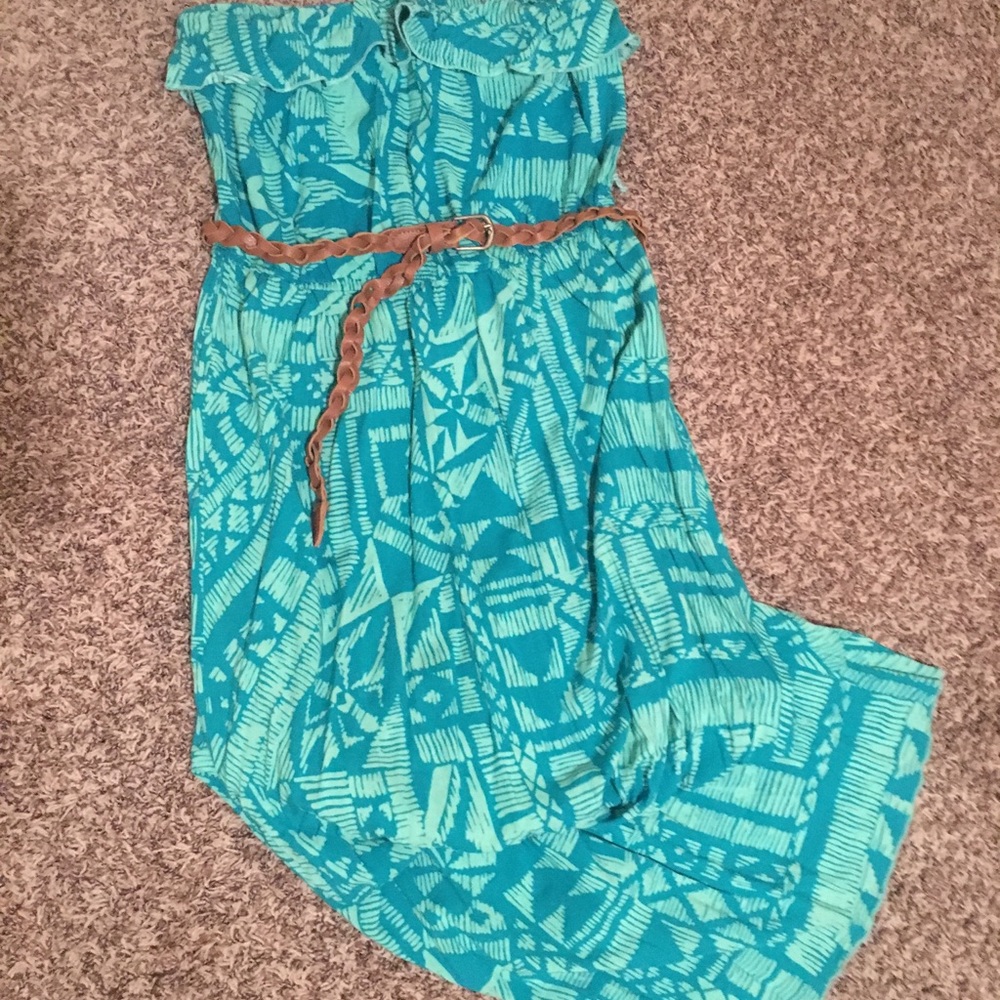Green and Blue Tribal Maxi Dress